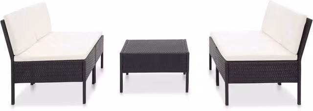 Set Divani da Giardino 5 pz con Cuscini in Polyrattan Nero 48944