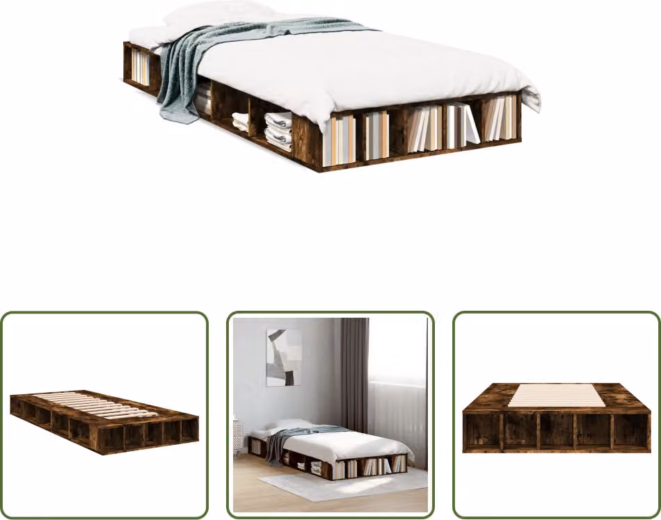 The Living Store struttura letto in rovere fumé 75x190 cm materiale a base di legno