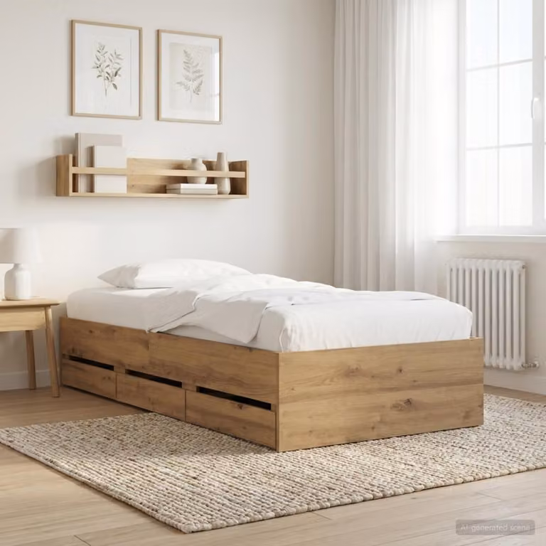 vidaXL Telaio letto moderno con cassetti in legno color marrone