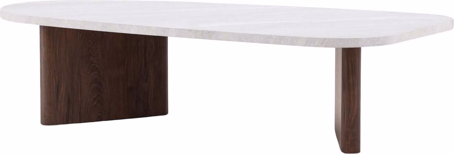FURNLUX Tavolino Gronvik Noce Und Marmo Grigio 65cm / Hauptfarbe: Braun / Dimensioni: 65 x 130 x 32 cm