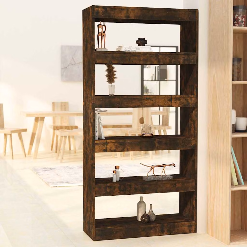 Libreria/Divisorio vidaXL in MDF Rovere Fumo, L 80 cm x P 30 cm x H 166 cm