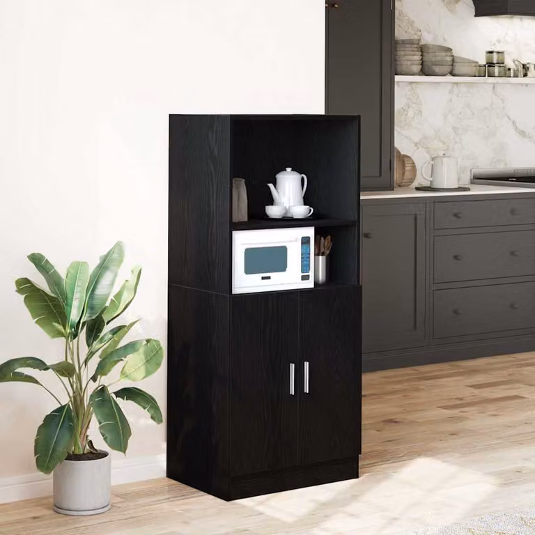 Mobile da cucina vidaXL nero in MDF con ante a battente e ripiani interni L 57 cm, P 41,5 cm, H 131,5 cm