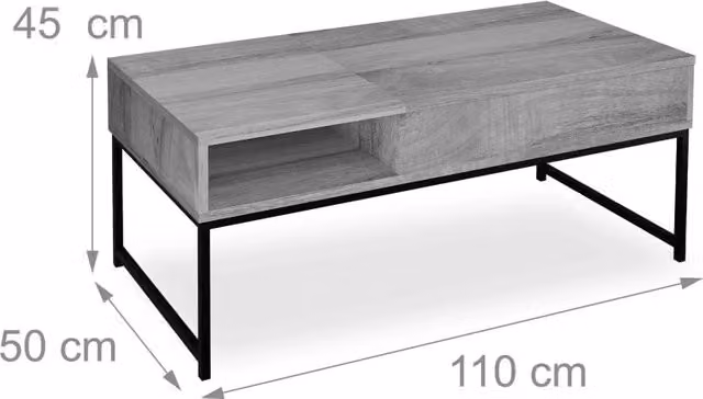 Tavolino da salotto pieghevole moderno con piano sollevabile 60 x 110 x 77,5 cm in truciolato bianco 13_0015739