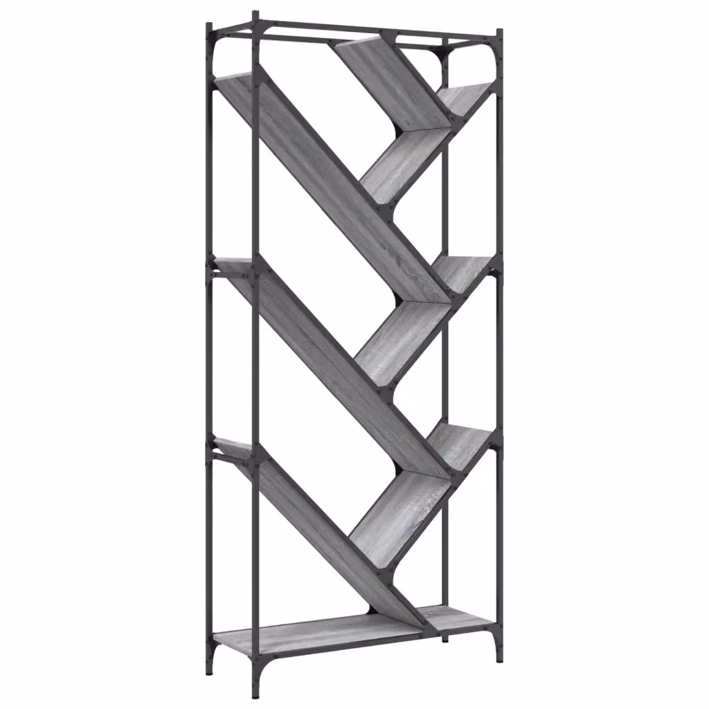 Libreria Design Mania in stile industriale in legno e metallo, colore grigio, L: 79 cm, P: 30 cm, H: 180 cm – 2