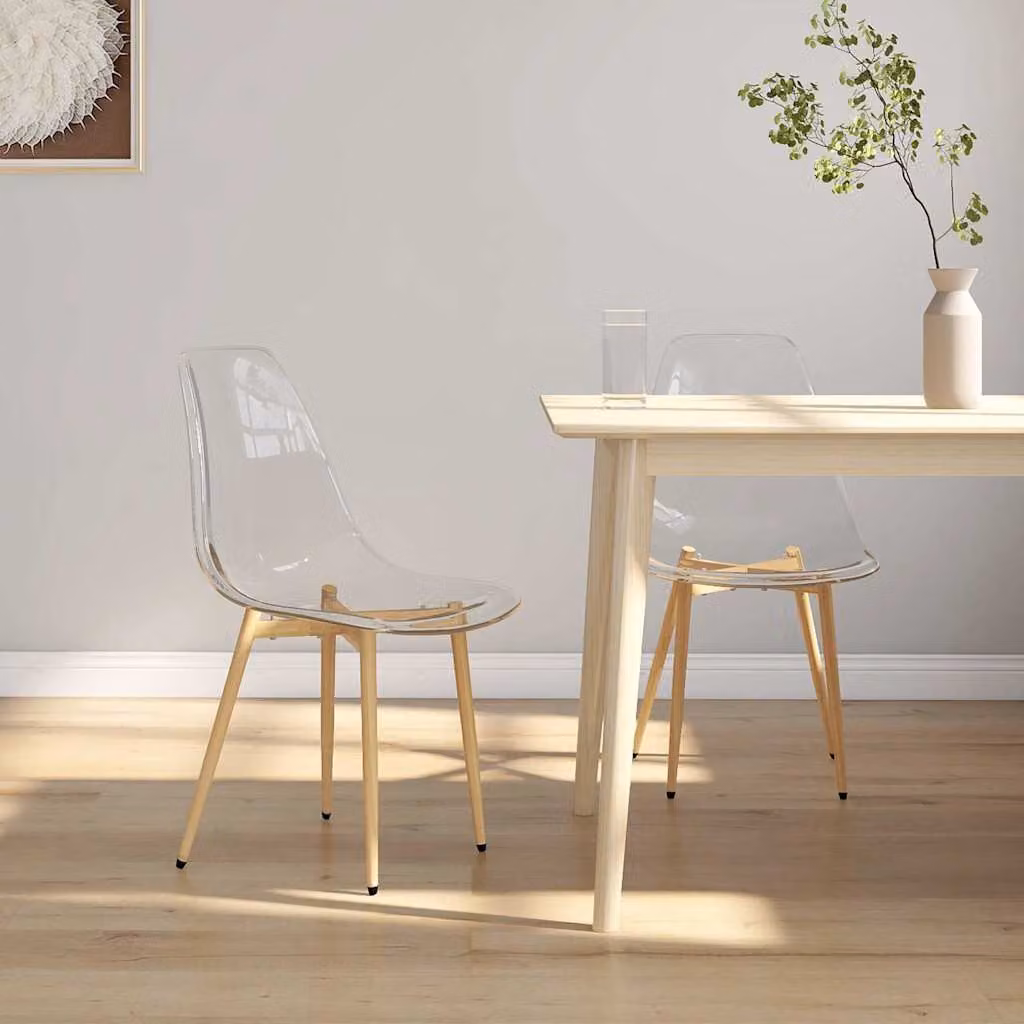 Set di 2 sedie da pranzo moderne vidaXL in PET trasparente con struttura in metallo
