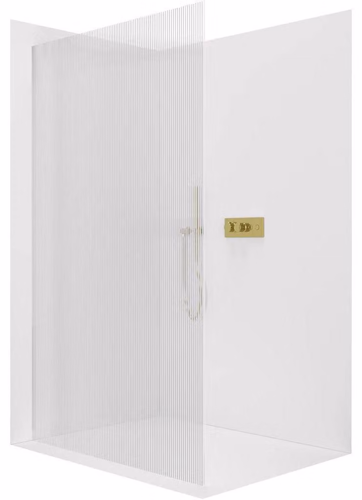 CERANO - Box doccia Walk-in Crystal L/P - 8 mm - sistema senza montanti - vetro dorato rigato - 60x200 cm