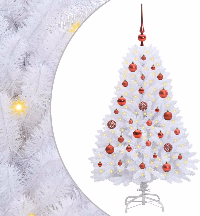 Albero di Natale Artificiale con Rami Pieghevoli Bianco 120 cm