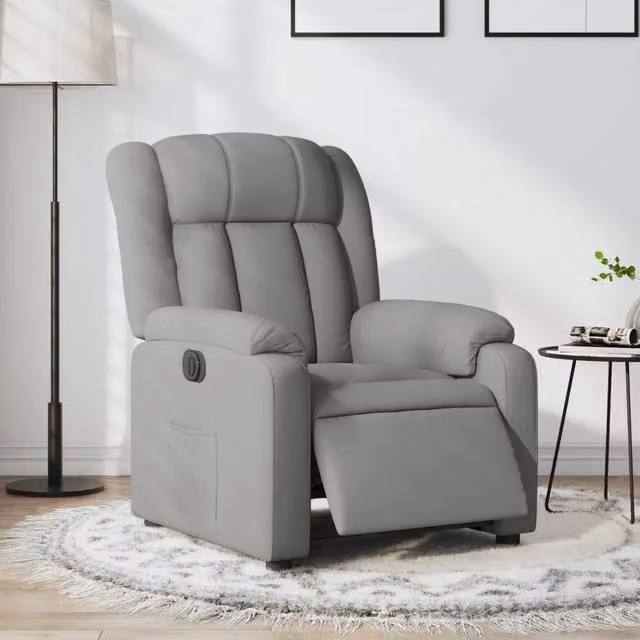 Poltrona Elettrica Reclinabile-Divano Sedia Grigio Chiaro in Tessuto 224666