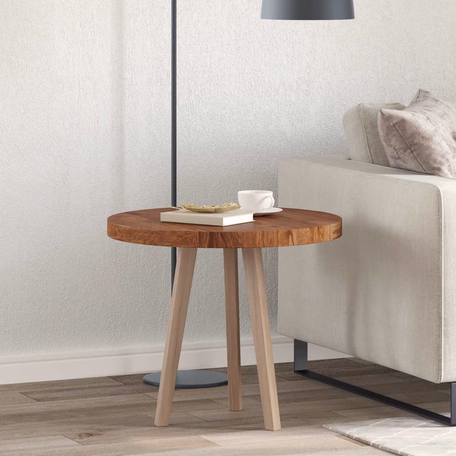 Piano del tavolo rotondo vidaXL in legno di quercia massello marrone, Ø 60 x 4 cm