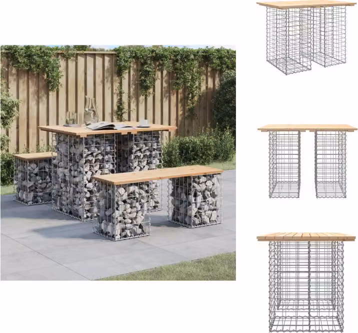 vidaXL Panchina da giardino in gabbione 100x70x72 cm in legno di pino massiccio - Panchine da giardino