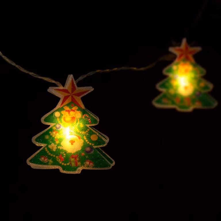 Catena luminosa a LED - albero di Natale - 10 LED - 1,35 metri - luce bianca calda - 2 batterie AA