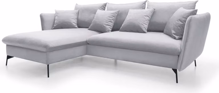 FURNLUX Divano angolare Viton Grigio chiaro e nero 258 cm / Colore principale: Grigio / Dimensioni: 258 x 91 x 167 cm