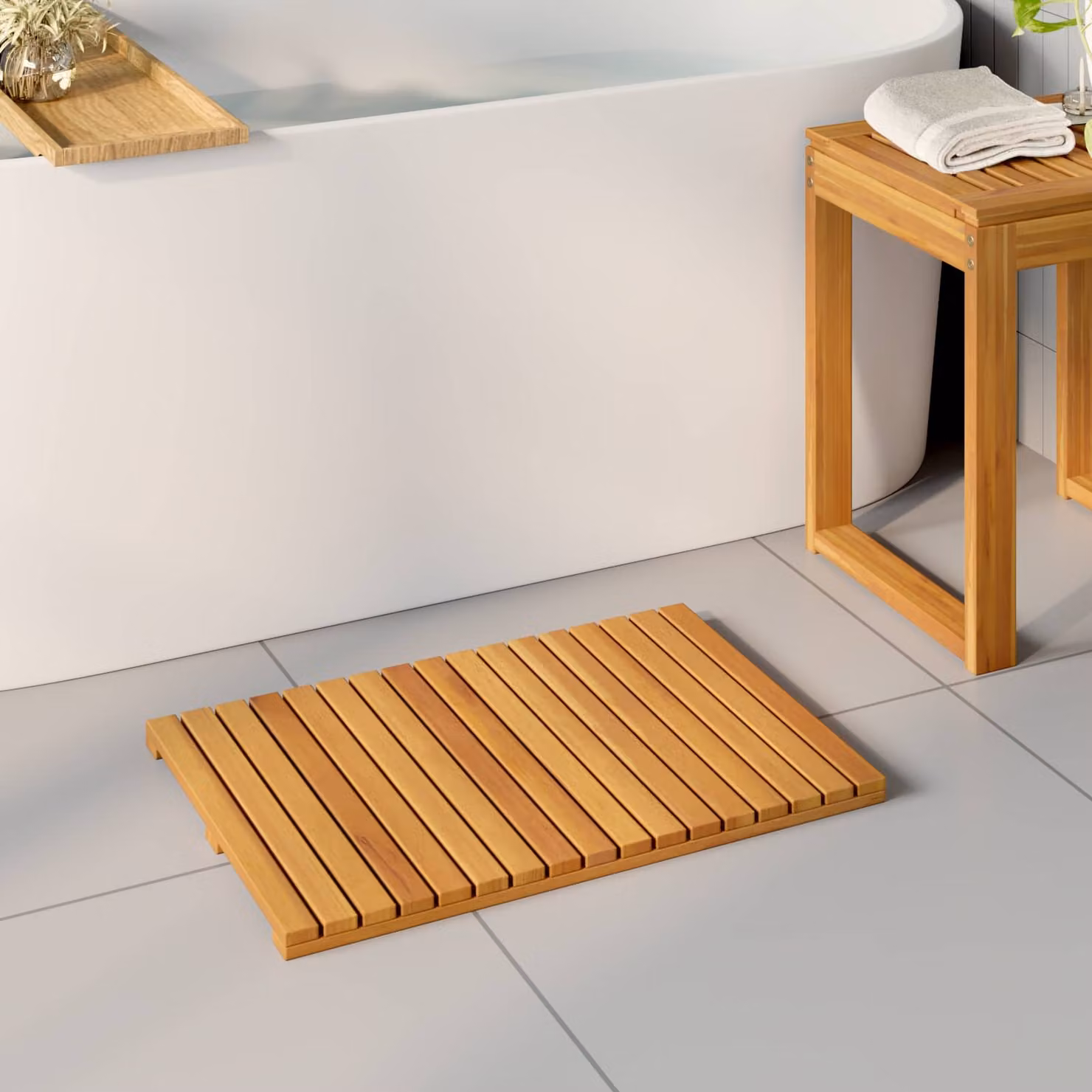 Set di 2 tappeti da bagno vidaXL marrone, antiscivolo e ad asciugatura rapida, L: 60 cm, P: 40 cm