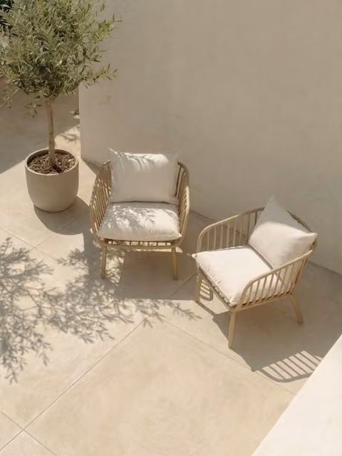 Set di 2 poltrone da giardino Madeira beige in metallo laccato Kenay Home