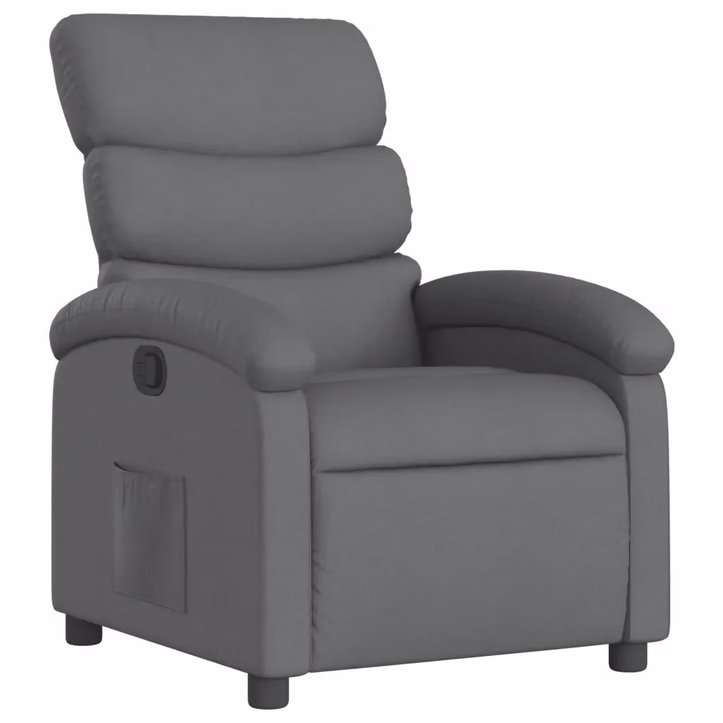 Poltrona reclinabile relax vidaXL in tessuto grigio con braccioli e leva manuale – 2
