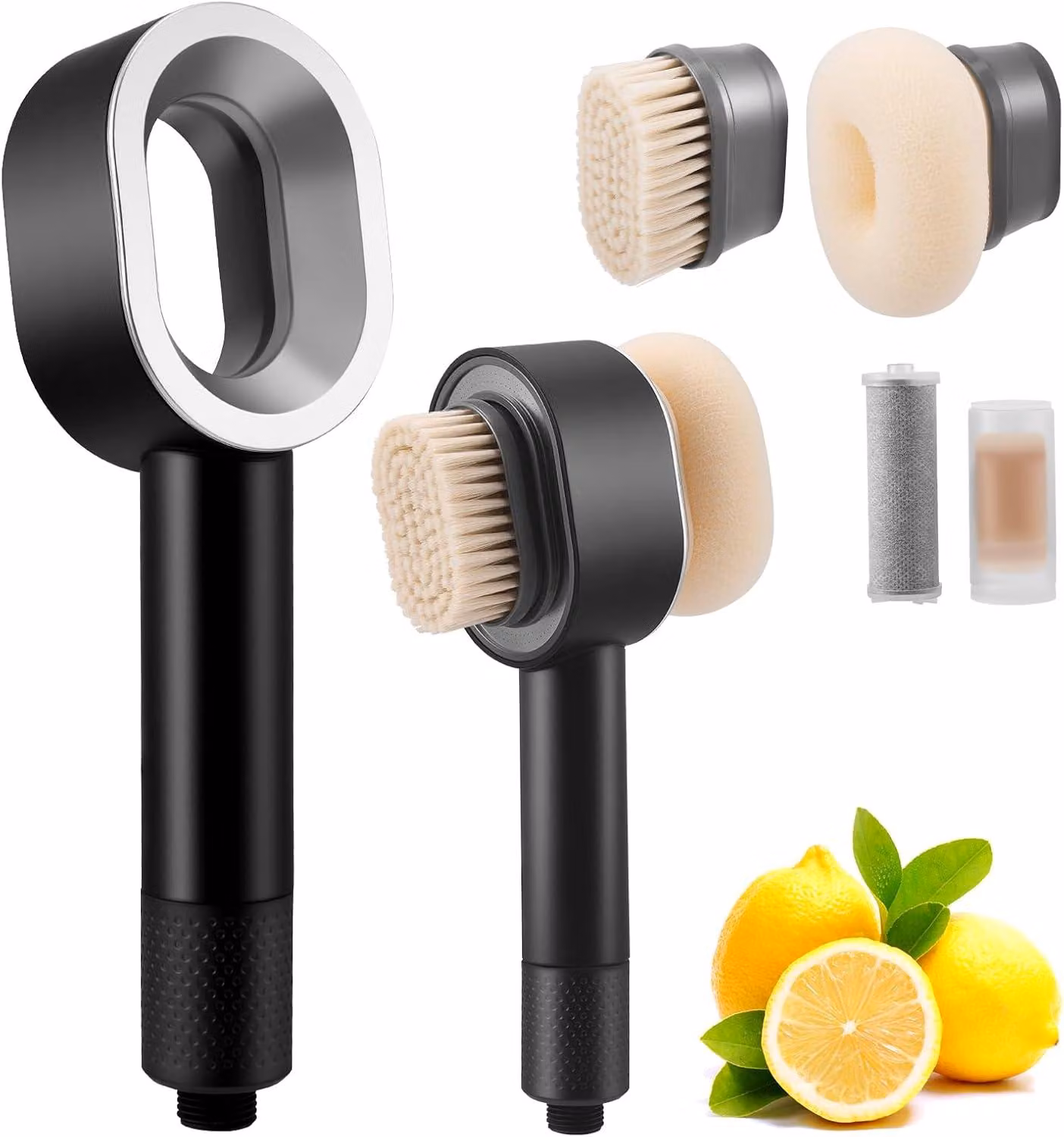 Doccia con filtro a carbone attivo, 3-in-1, nera, filtro anticalcare e antichlor per la doccia