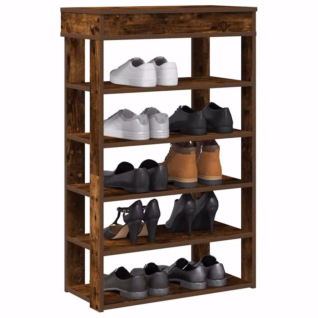 Scarpiera da parete vidaXL in legno color marrone stile rustico L 60 cm, P 30 cm, H 98 cm