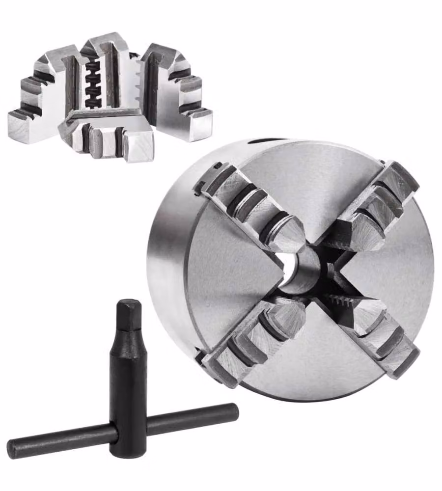 Mandrino per Tornio a 4 Griffe Autocentrante 80 mm in Acciaio