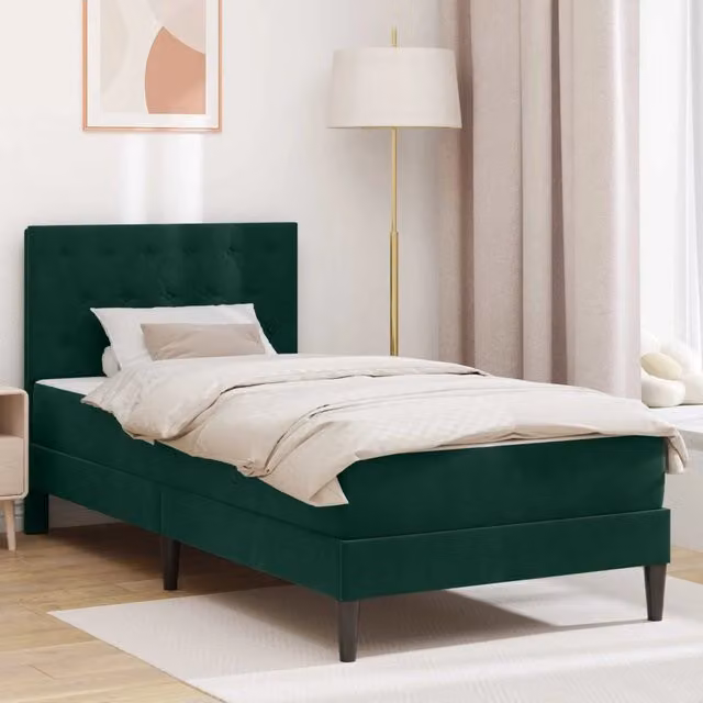 Letto imbottito con materasso vidaXL in velluto verde L/P/H: 202 x 100 x 96 cm – 1