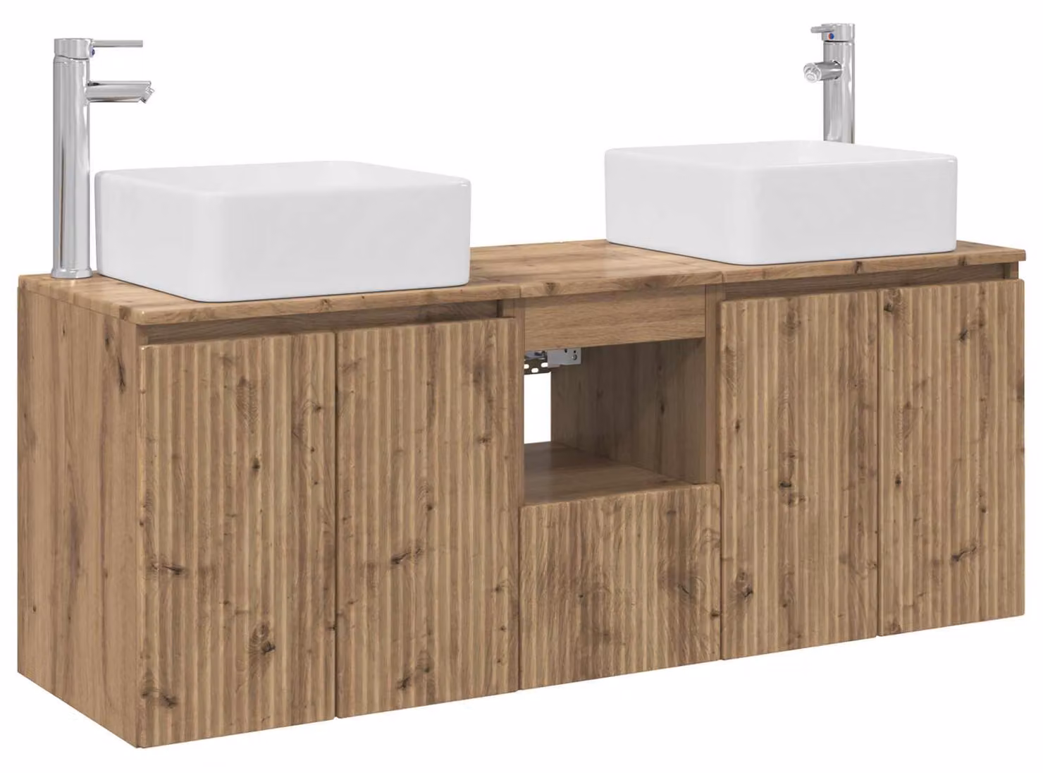 Set di 3 mobili da bagno in legno effetto "Artisan" color noce, dimensioni 49,5 x 41 x 63 cm