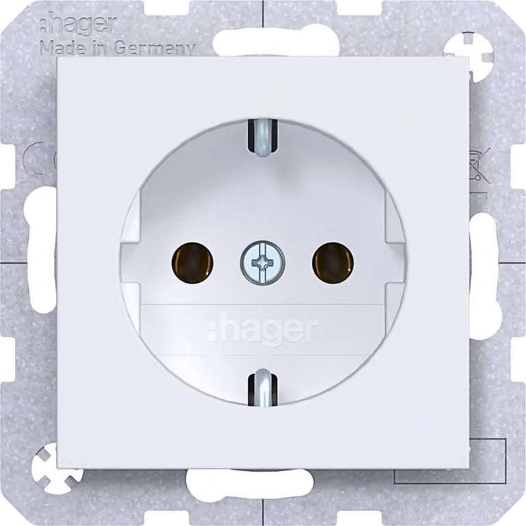 Presa Hager SCHUKO WAS1100WM A.x/C.x bianco lucido opaco