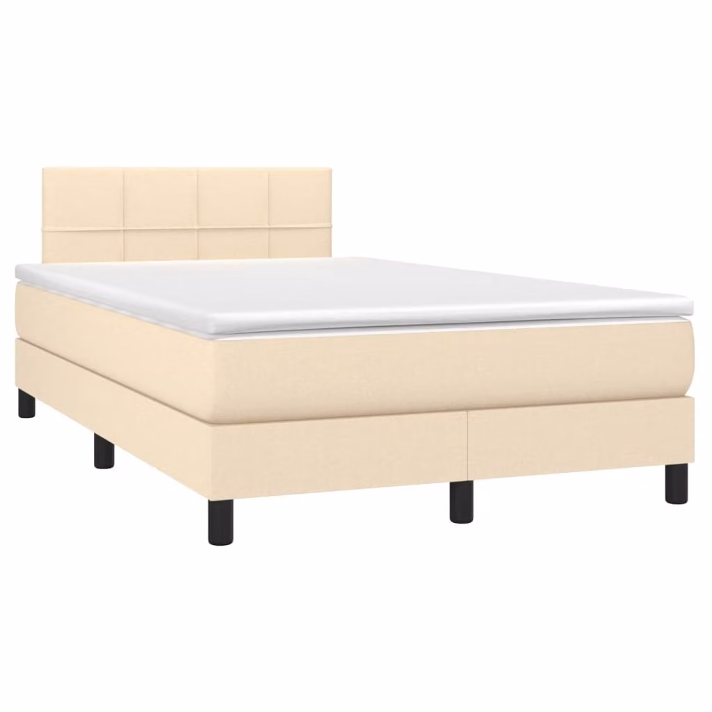 Maison Exclusive - Giroletto a Molle con Materasso Crema 120x190 cm in Tessuto