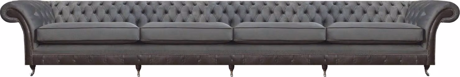 Chesterfield Grau Sofa Viersitzer Couch Polstermöbel Designer Wohnzimmer