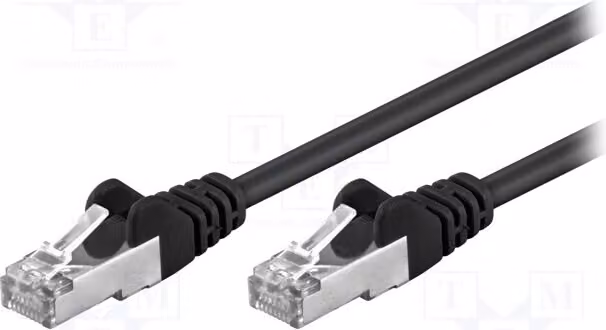 1 cavo RJ45-Kabel, 5 metri, categoria 5e, colore nero, rivestimento in PVC