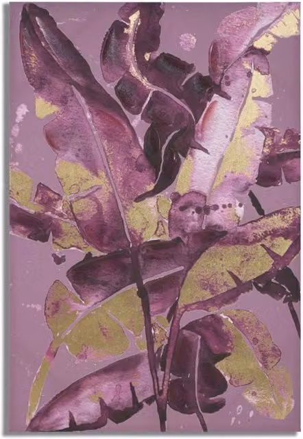 Stampa Artistica su Tela Mauro Ferretti con Motivo Botanico Foglie Autunnali Viola L 80 cm x H 120 cm – 1