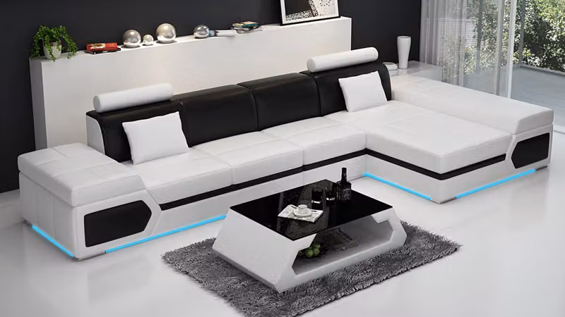 Ledersofa Sofa Couch Wohnlandschaft Ecksofa Garnitur Design Modern Sofa K5013C