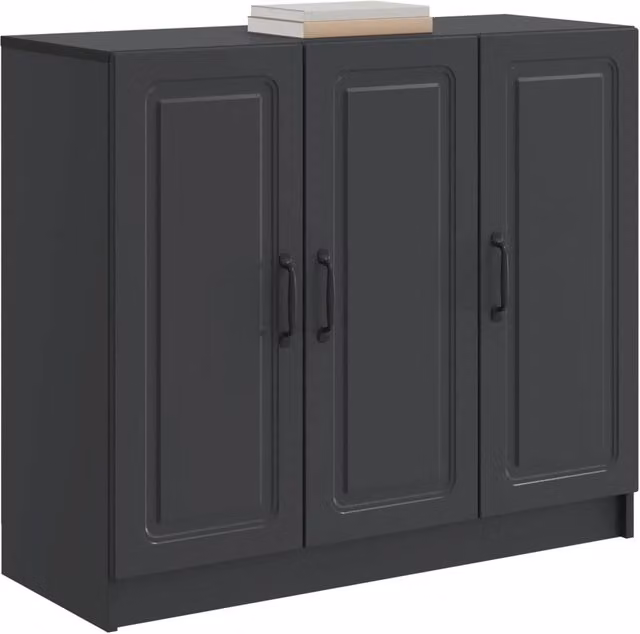 Credenza moderna Design In in legno MDF e metallo, colore nero, L 89 x P 34,5 x H 77 cm