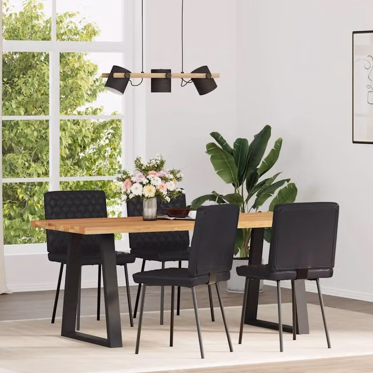 Sedie da Pranzo 4 pz Nere in Pelle finta