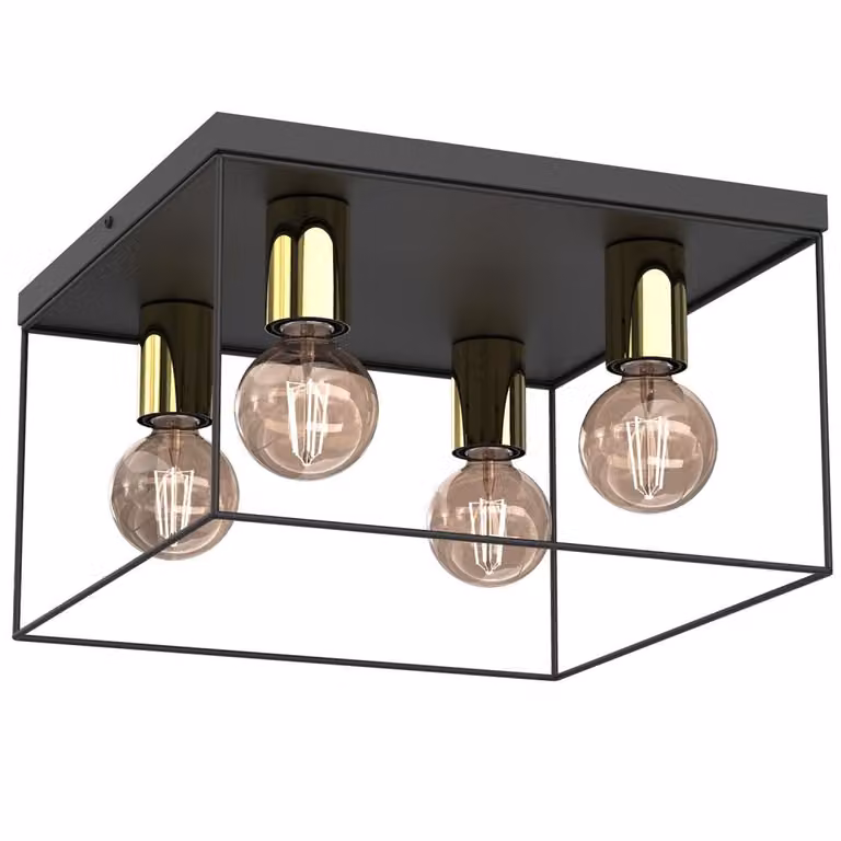 Lampada a sospensione Homen nero opaco-oro lucido 4xE27x15W metallo dim.: 22x34x34 cm IP20 Luminex