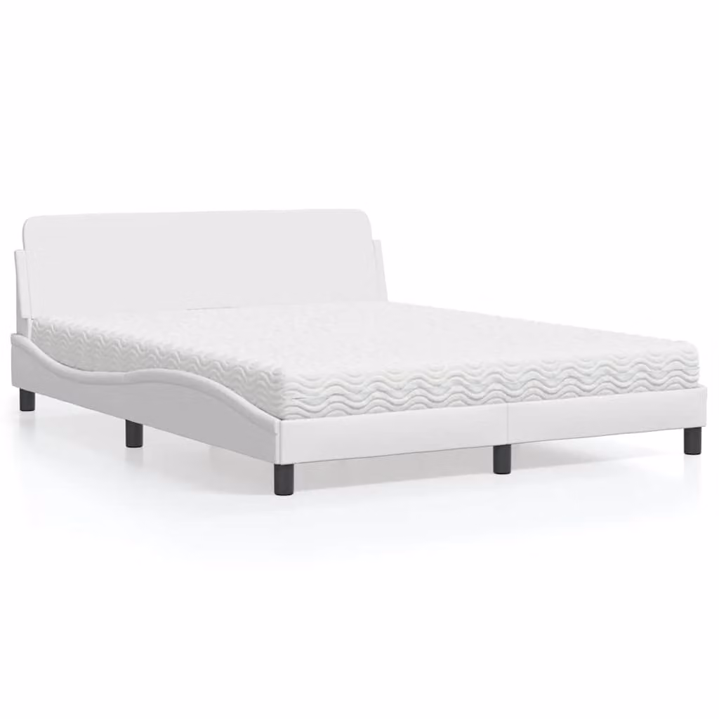 Letto con Materasso Dover vidaXL Bianco in Similpelle L/P: 160 x 200 cm