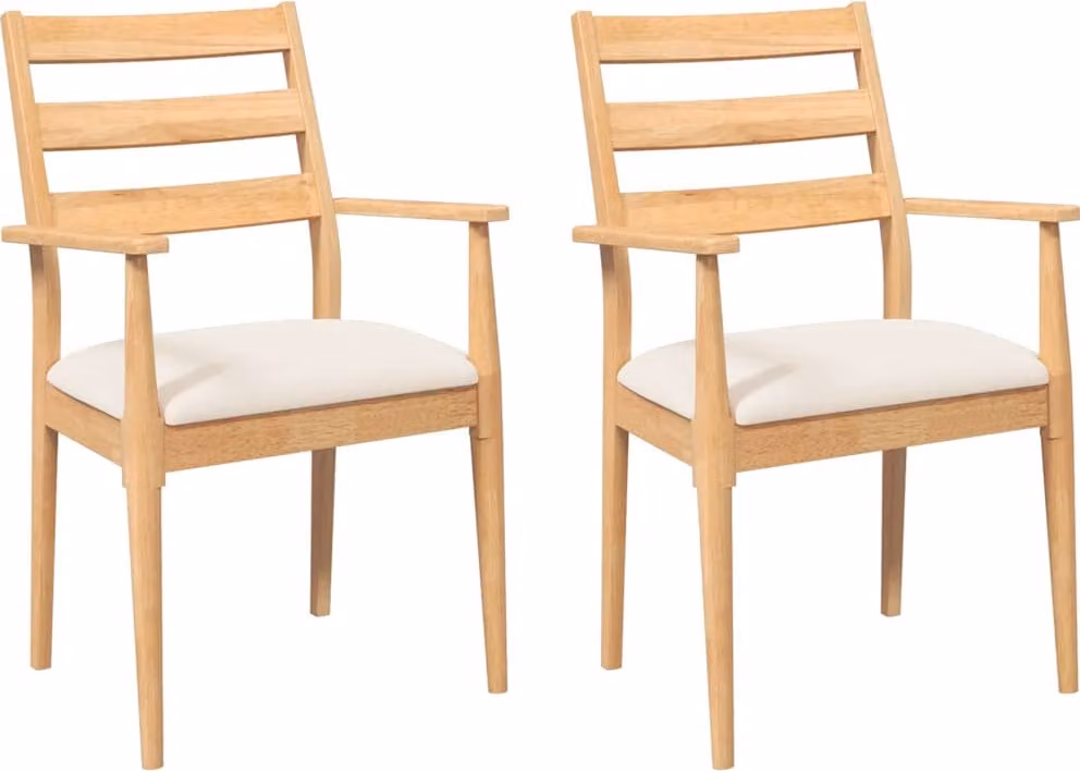Sedie da Pranzo con Cuscini 2 pz in Legno Massello di Hevea