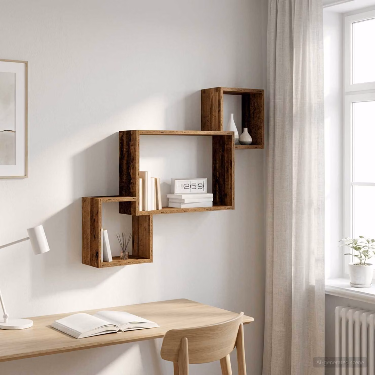 Scaffale da parete moderno vidaXL in legno color marrone L 91,5 x P 15 x H 76 cm