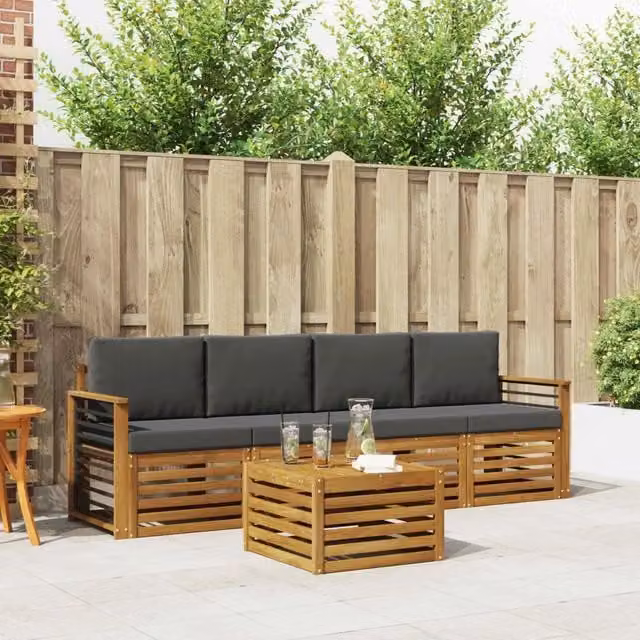 Set di divani da esterno 5 pz Naturale e Antracite 3374342