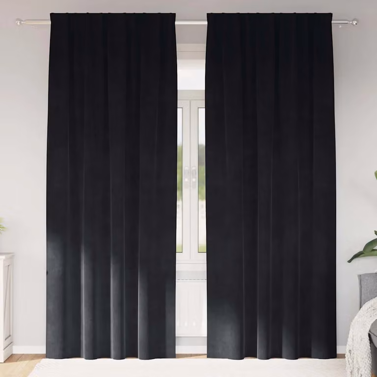 Set di 2 tende oscuranti vidaXL in velluto nero, L: 140 cm, H: 245 cm