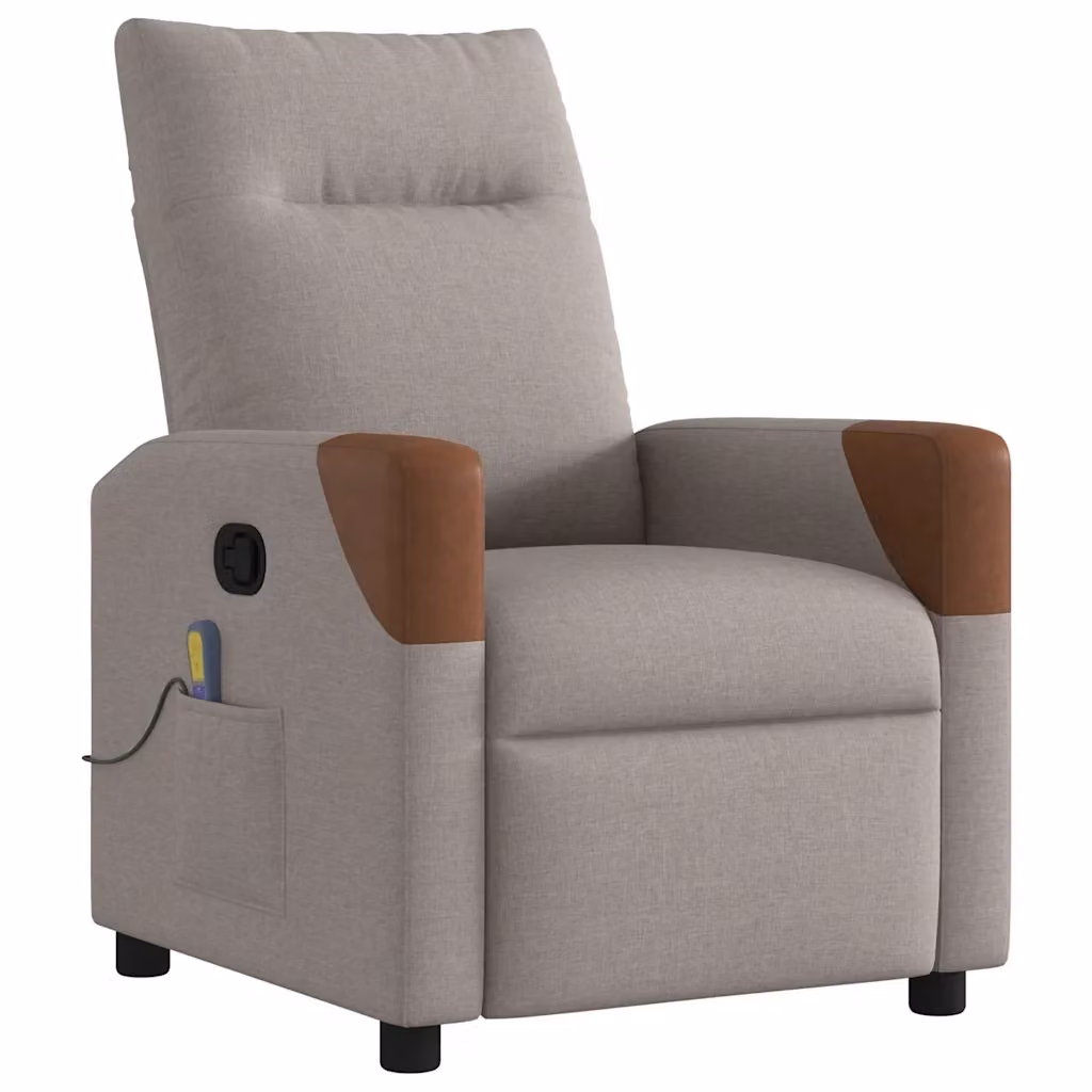 Poltrona Relax Reclinabile vidaXL in Tessuto con Braccioli, Colore Beige/Marrone/Grigio – 2