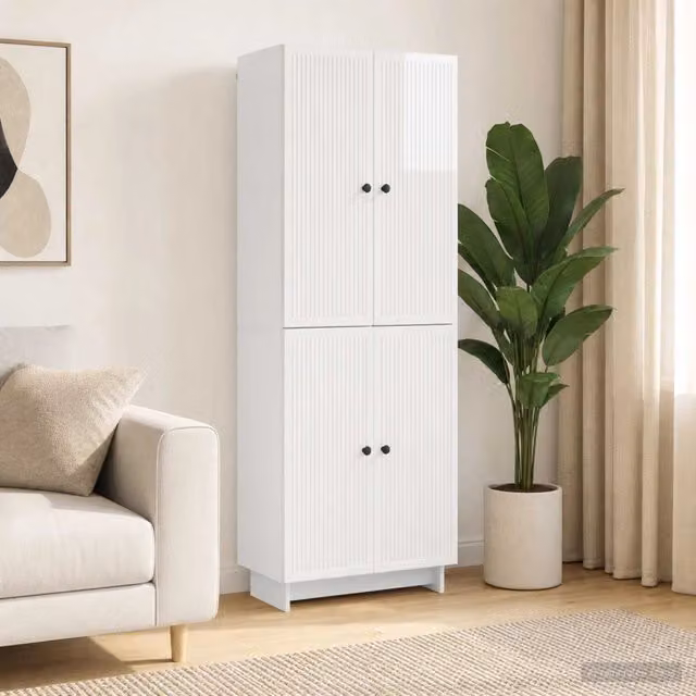 Set di armadi 2 pz Bianco Lucido Legno ingegnerizzato 3416362