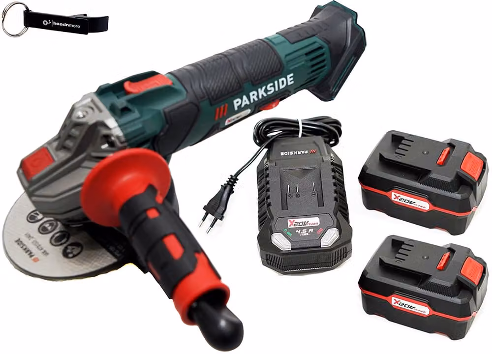 Smerigliatrice angolare a batteria PARKSIDE® 20 V PWSA 20-Li / incl. 2 batterie (4 Ah) e caricabatteria (4,5 A)