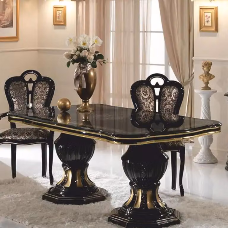 Casa Padrino - Tavolo da pranzo barocco nero/oro 185-230 cm - Italy