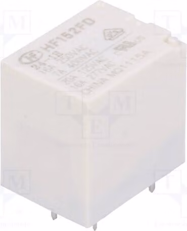 1 relè: bobina elettromagnetica, 24 VDC, 20 A / 125 VAC, modello HF152FD/24-1H