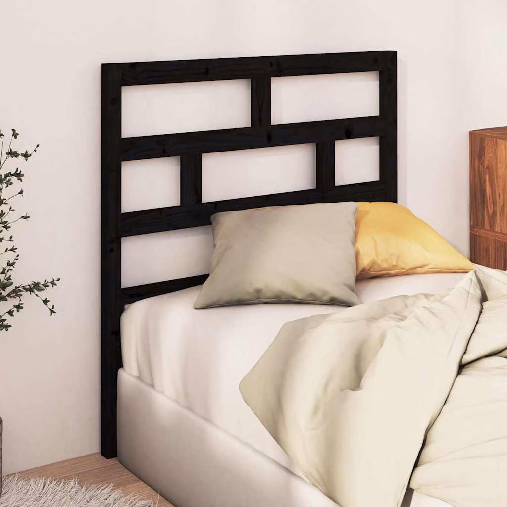 Testiera per letto vidaXL in legno massello di pino nero, stile rustico, L 81 cm x P 4 cm x H 100 cm