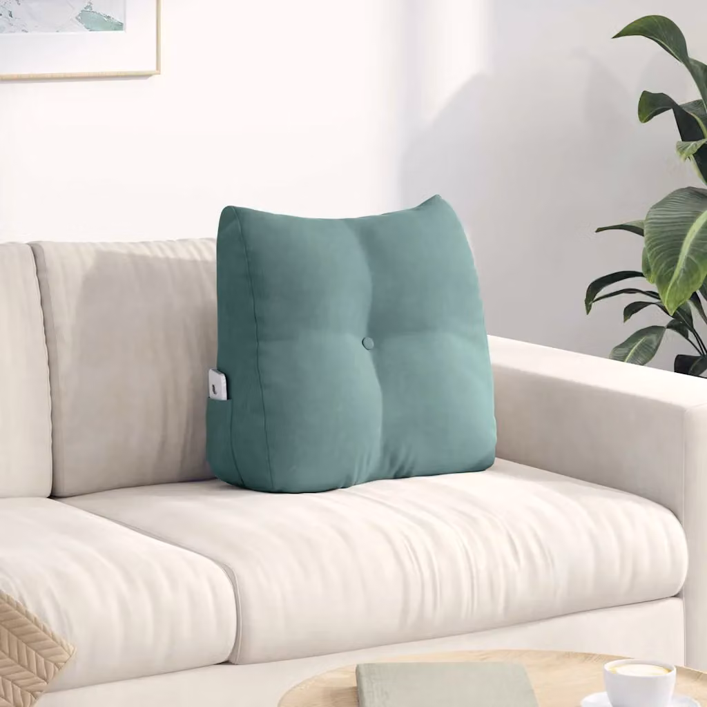 Cuscino per schiena ergonomico vidaXL in velluto verde, L 45 cm x P 24 cm x H 50 cm