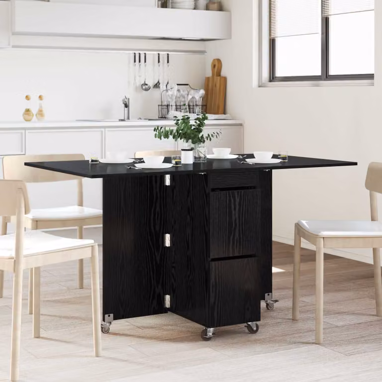 vidaXL Tavolo da Pranzo Moderno in Legno Ingegnerizzato Nero L: 140 cm, P: 80 cm, H: 77 cm