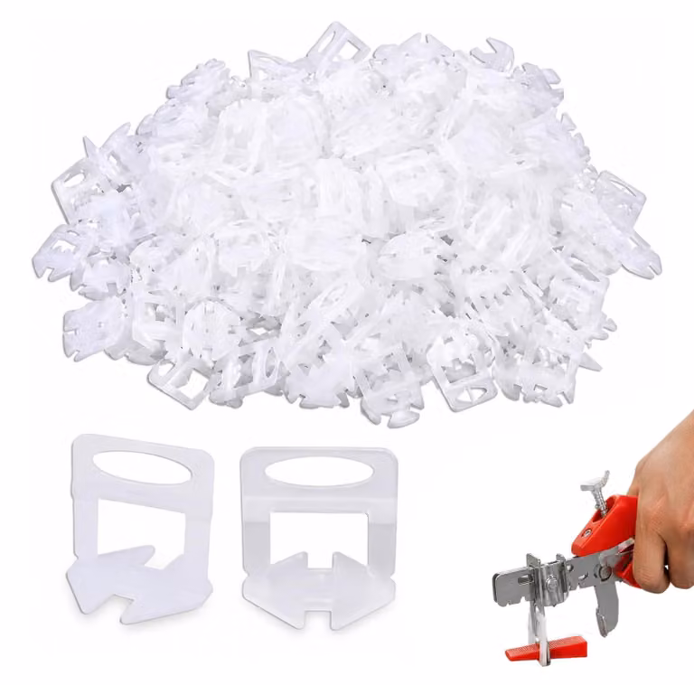 200 clip per livellamento piastrelle, 1 mm, con supporti in PVC, adatte per pavimenti e pareti