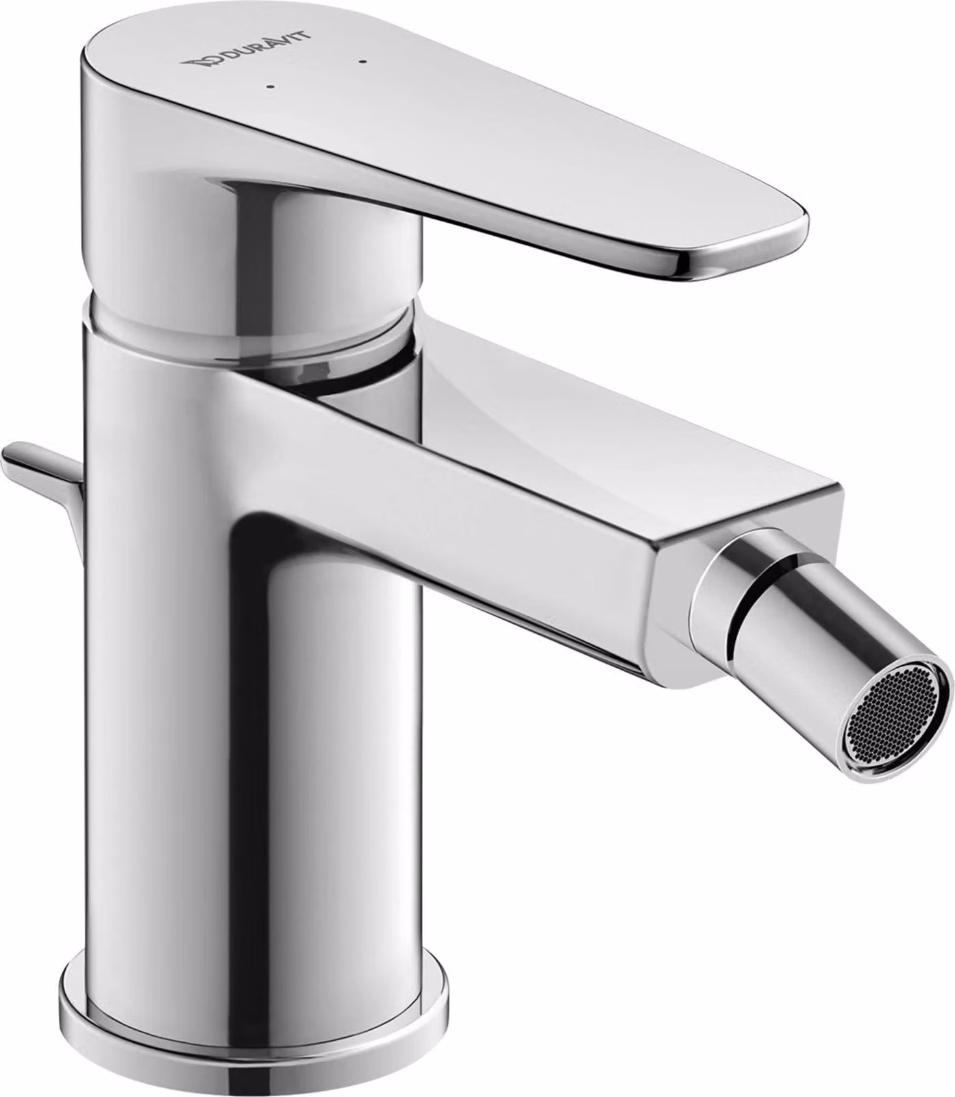 Miscelatore monocomando per bidet con sistema di scarico a tirante, finitura cromata