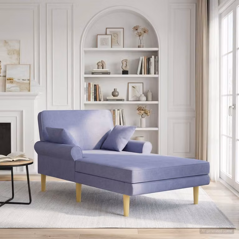 Chaise longue moderna vidaXL a forma di L con orientamento a sinistra, colore blu, rivestimento in tessuto con coperture rimovibili e cuscini inclusi, L/P/H: 174 x 106 x 86 cm