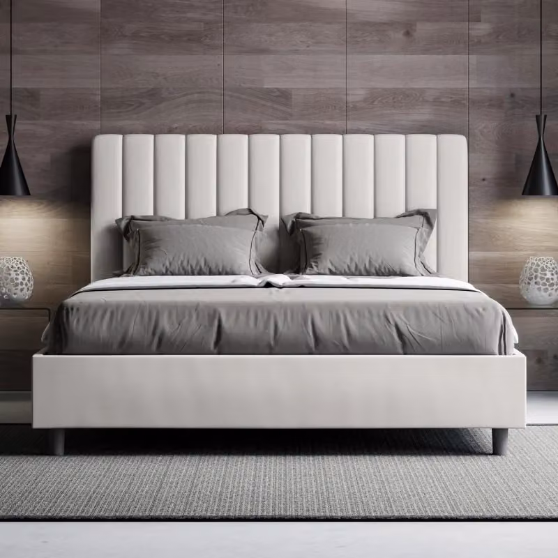 Letto matrimoniale imbottito Agueda Ityhome con contenitore in similpelle bianco L/P/H: 220 x 160 x 122 cm – 2